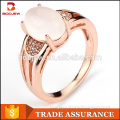 High end fashion jewelry rose gold plating white chalcedony fashion women silver rings